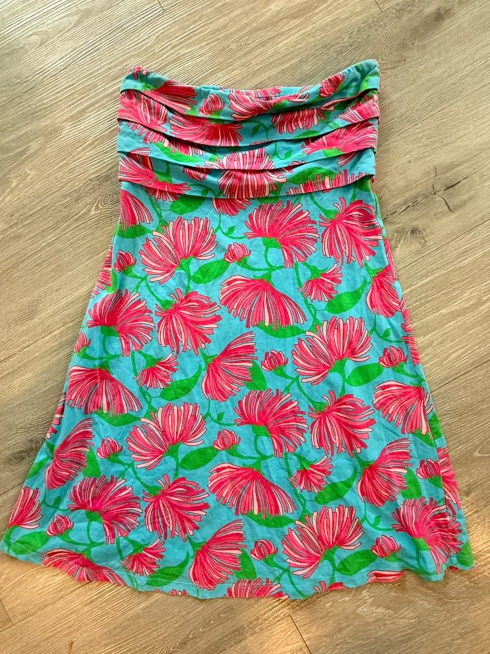 Lilly Pulitzer Blue A-Line dress with Pink Floral Print - Picture 6 of 9